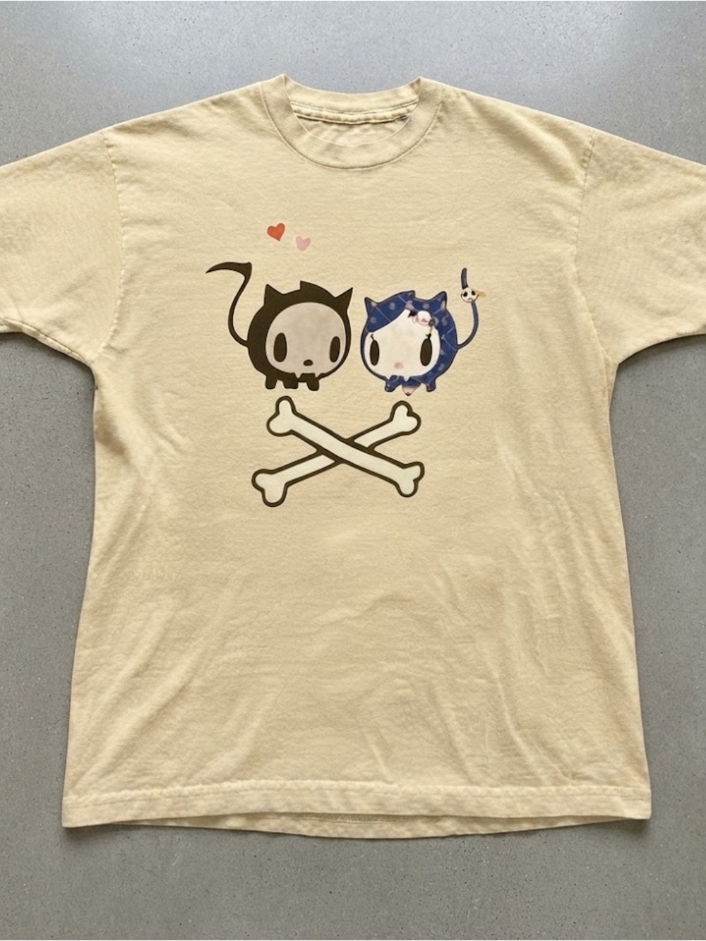 Gildan T-Shirt Cream Color Kawaii Graphic Print Casual Unisex Top